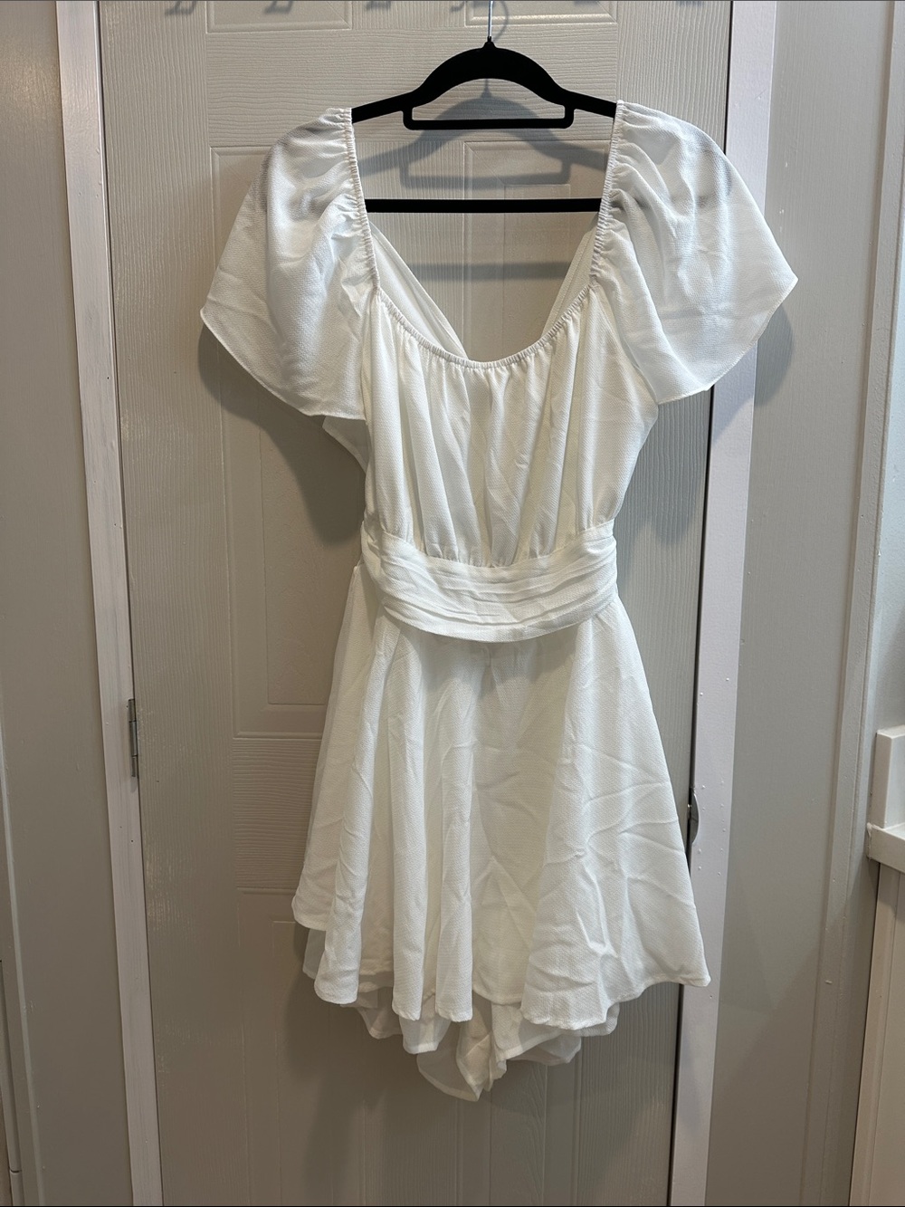 White Women's Skort with Flutter Sleeves